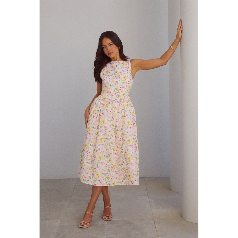 NWT Hello Molly Confetti Crush Midi‎ Dress Small Cottagecore Drop Waist